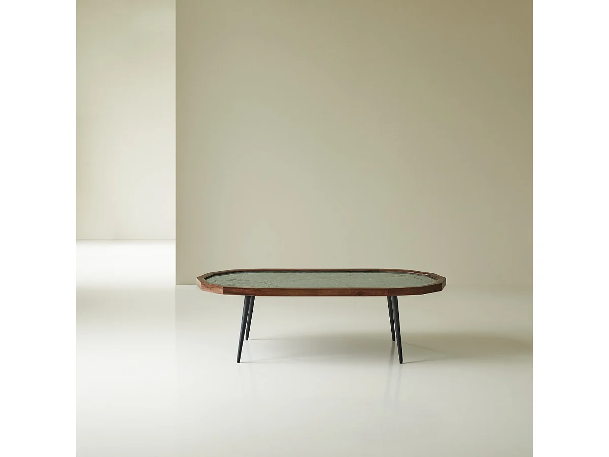 Couchtisch aus Palisanderholz und Marmor 120 × 60 Jade