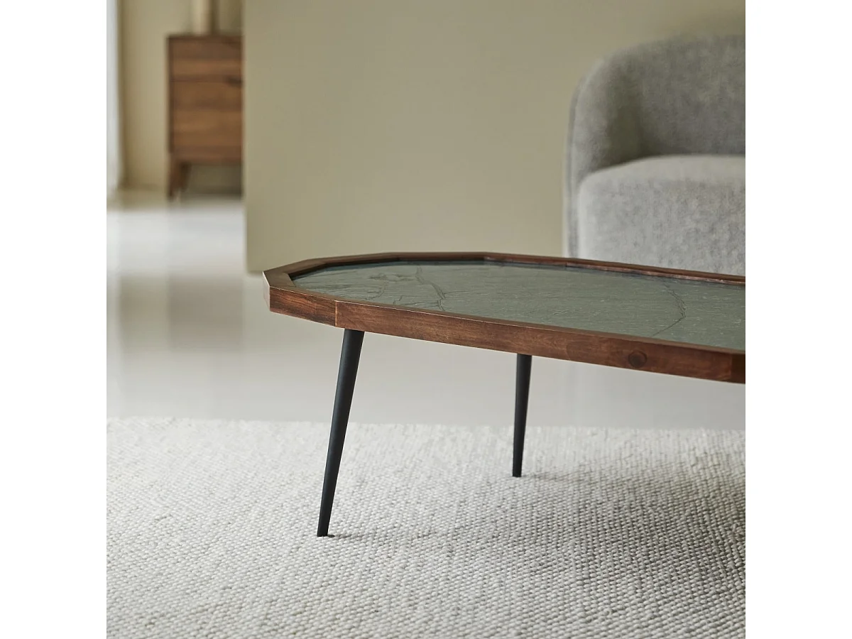 Tavolino in legno di palissandro e marmo 120 x 60 Jade