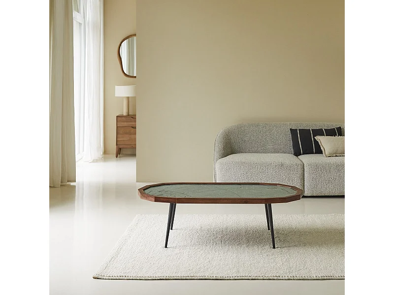 Couchtisch aus Palisanderholz und Marmor 120 × 60 Jade