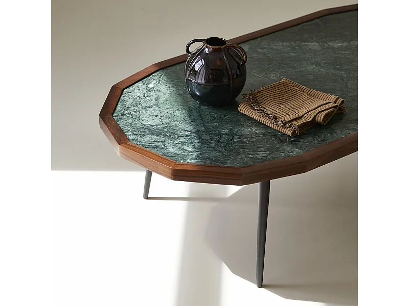 Couchtisch aus Palisanderholz und Marmor 120 × 60 Jade