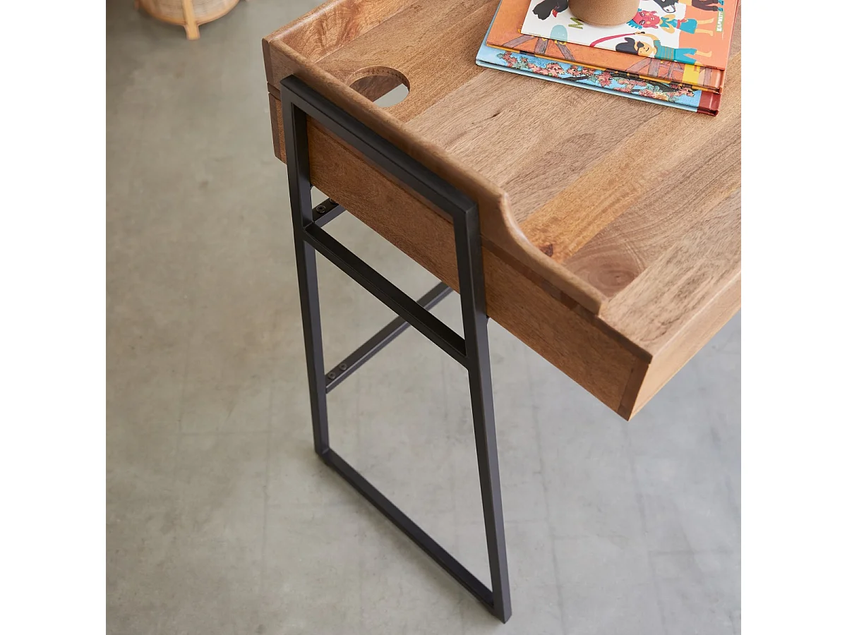Scrivania per bambini in legno di mango massello e metallo 114 Hedda