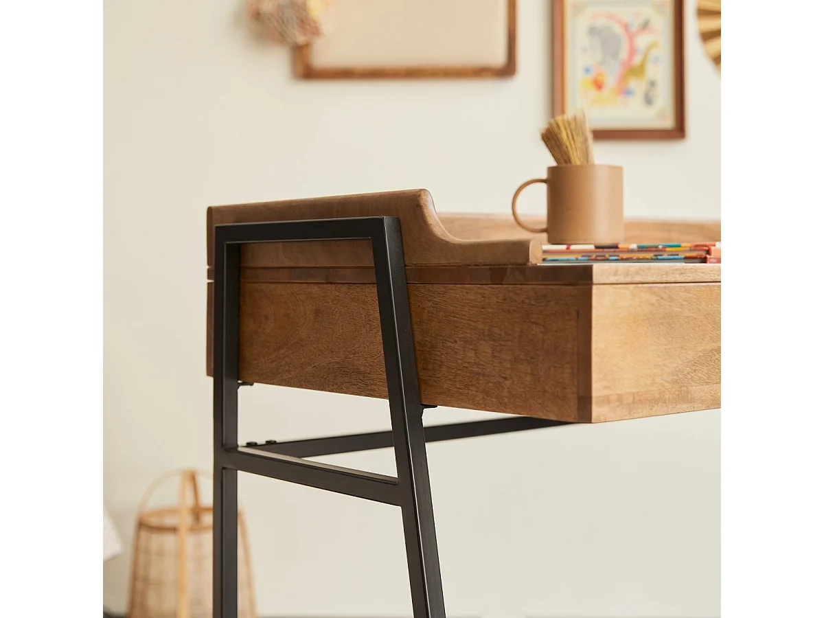 Scrivania per bambini in legno di mango massello e metallo 114 Hedda
