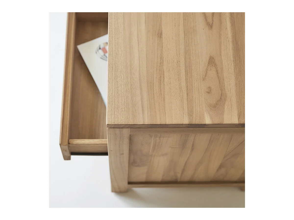 Bureau enfant en bois de teck 160 Eden avec caisson de rangement