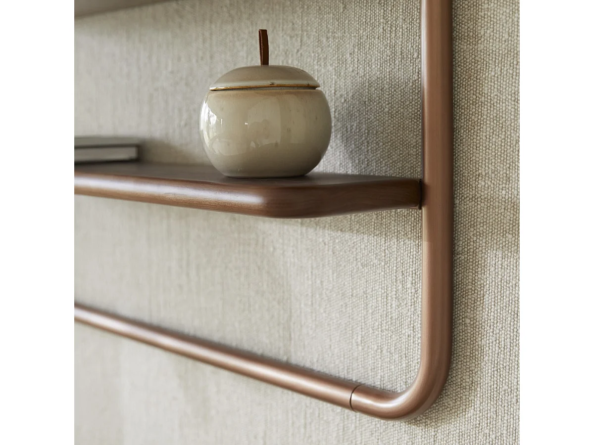 Regalspiegel aus Walnussholz und Messing Félicie