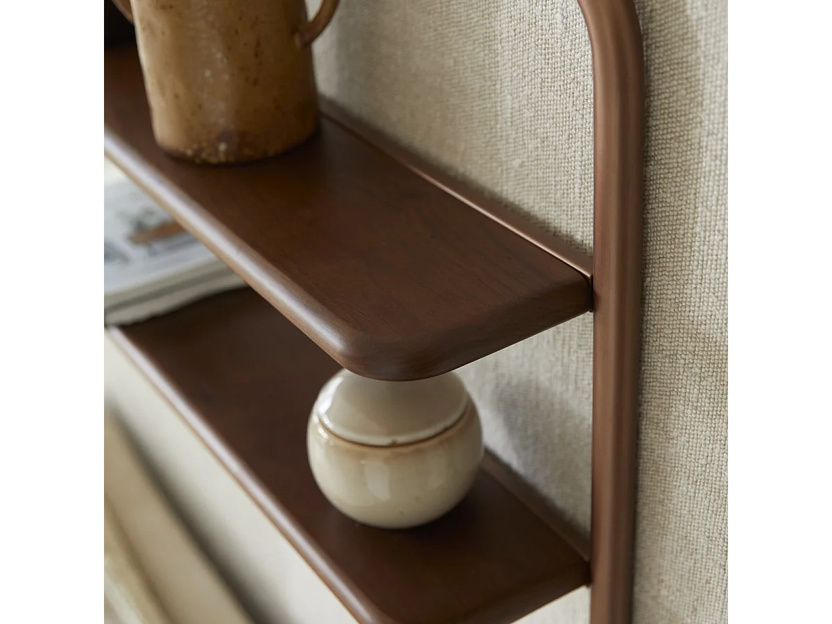 Regalspiegel aus Walnussholz und Messing Félicie