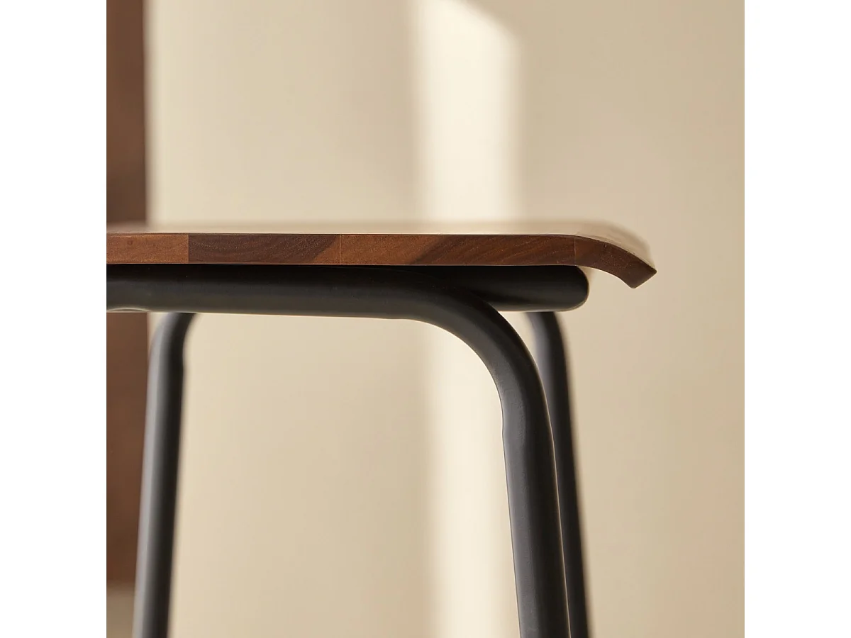 Sgabello alto in legno di palissandro e metallo Talia