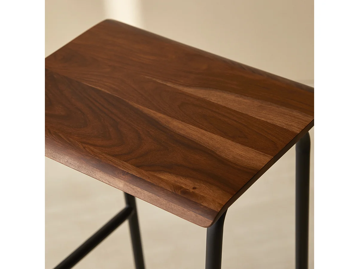 Sgabello alto in legno di palissandro e metallo Talia