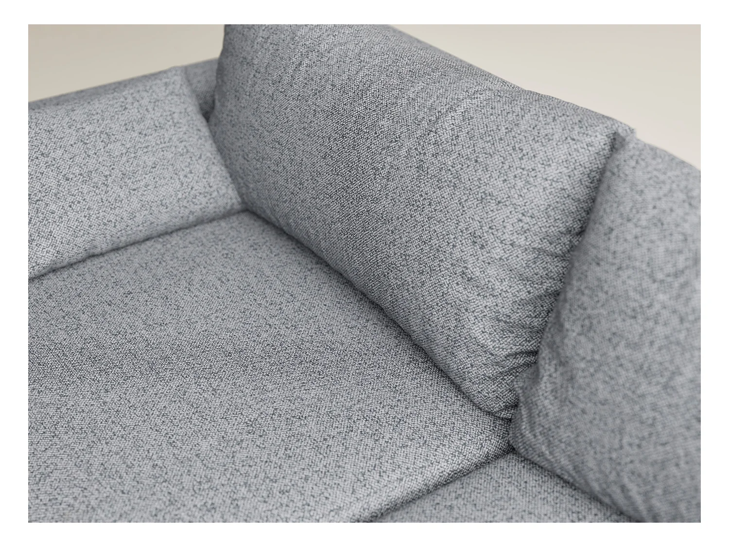 Canapé d'angle droit avec fonction lit en tissu tressé gris LEON