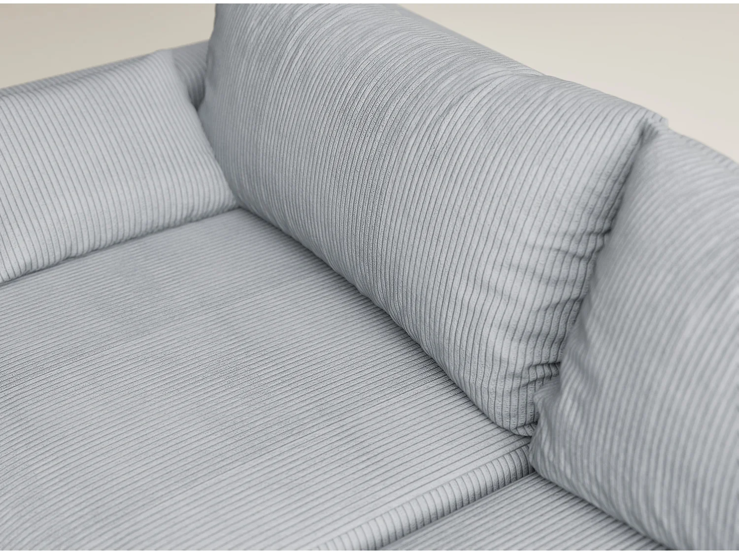 Canapé d'angle droit avec fonction lit en velours gris clair LEON