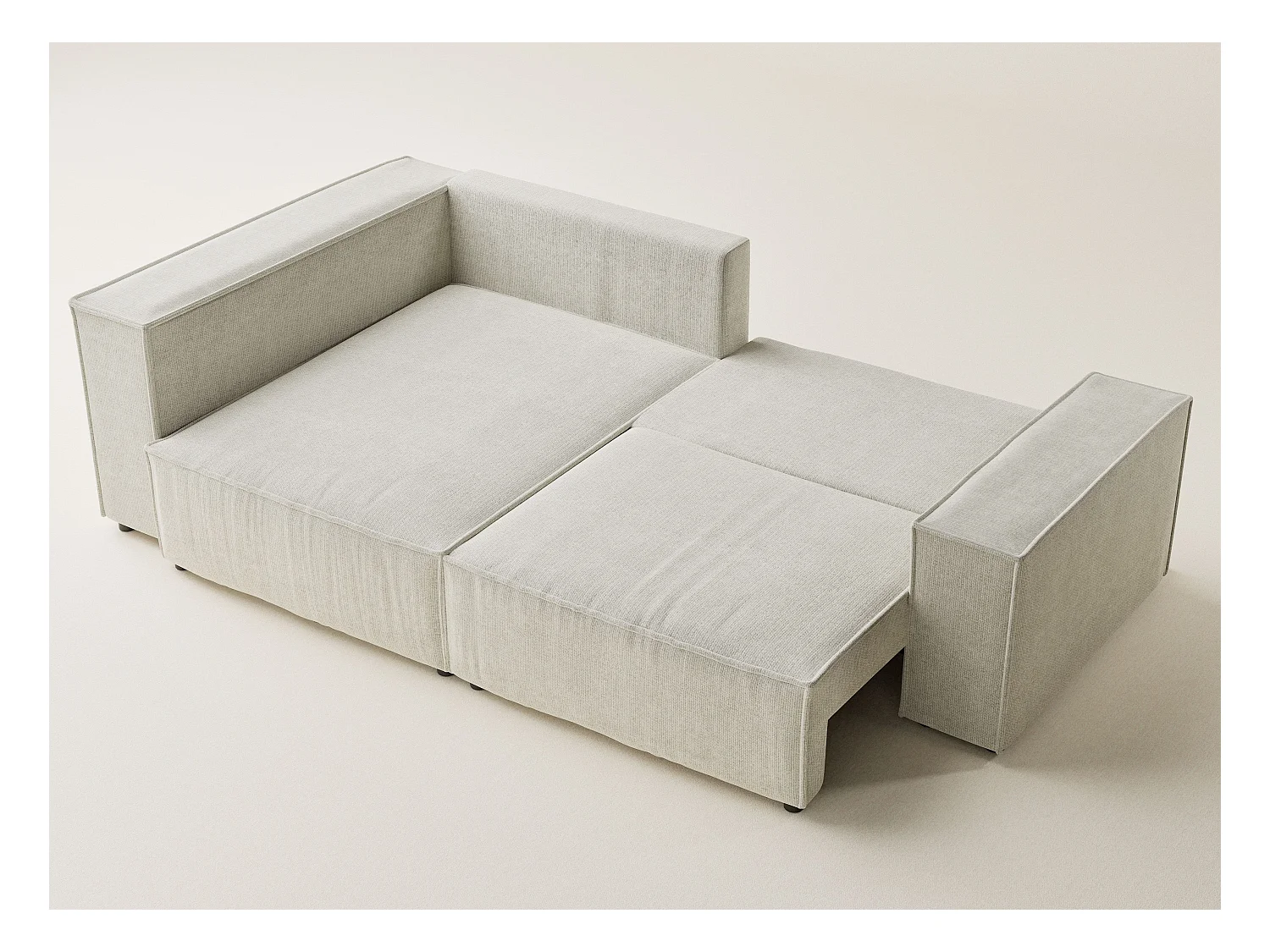 Canapé d'angle gauche avec fonction lit en tissu chenille creme TONGA