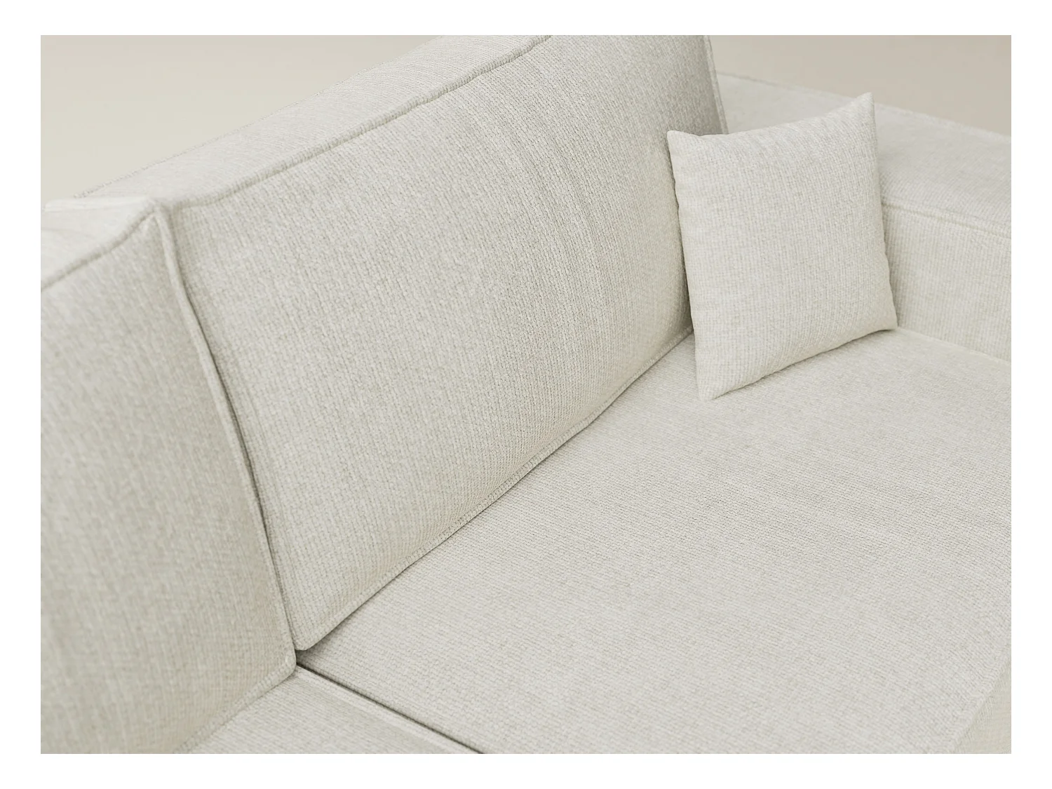 Canapé d'angle gauche avec fonction lit en tissu chenille creme TONGA