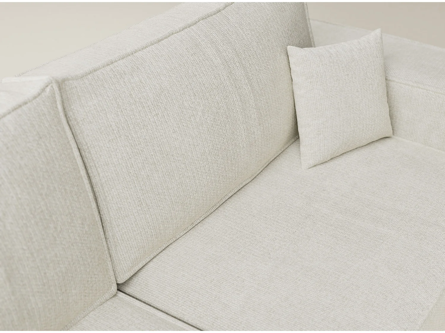 Canapé d'angle gauche avec fonction lit en tissu chenille creme TONGA