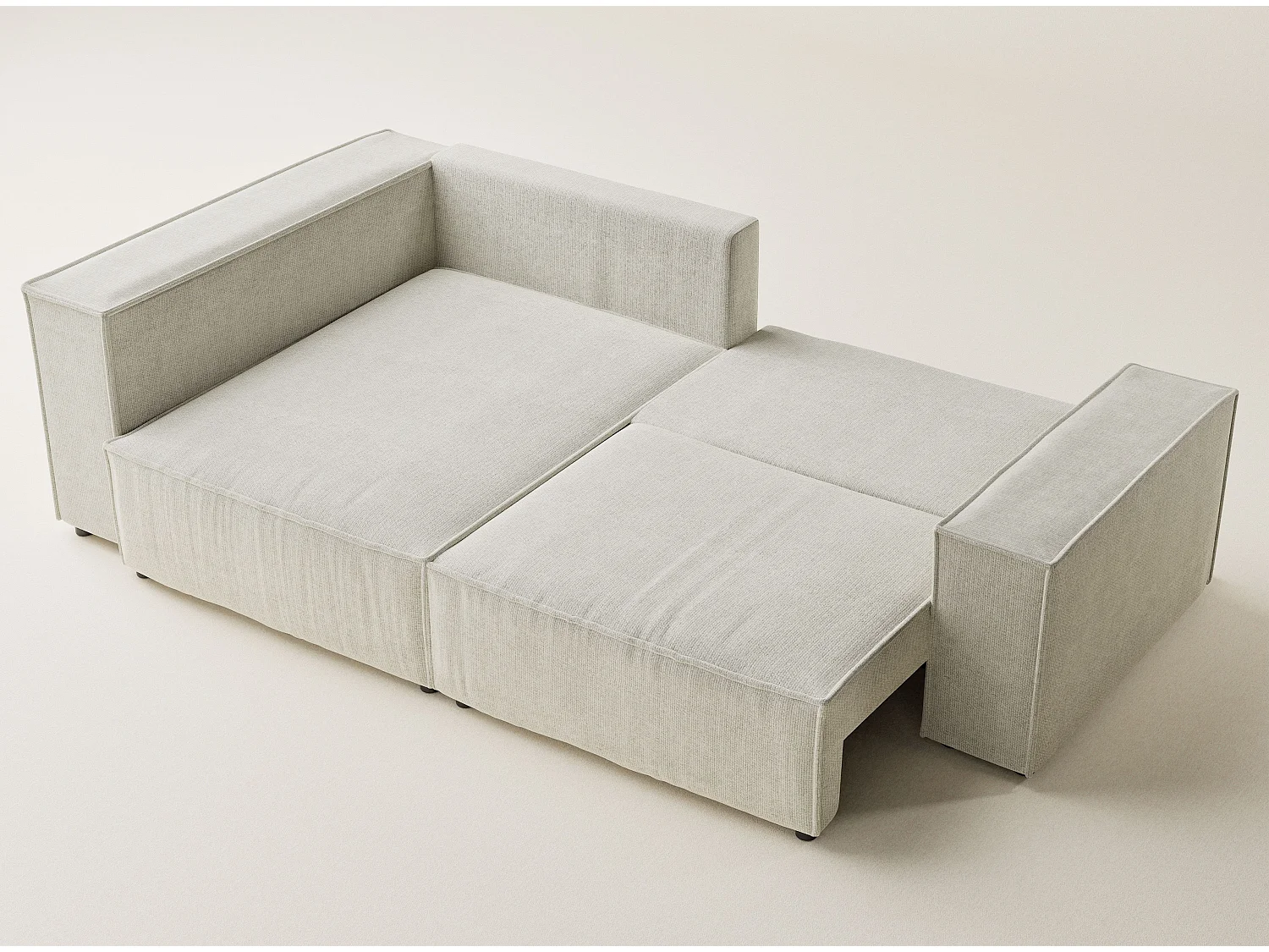 Canapé d'angle gauche avec fonction lit en tissu chenille creme TONGA