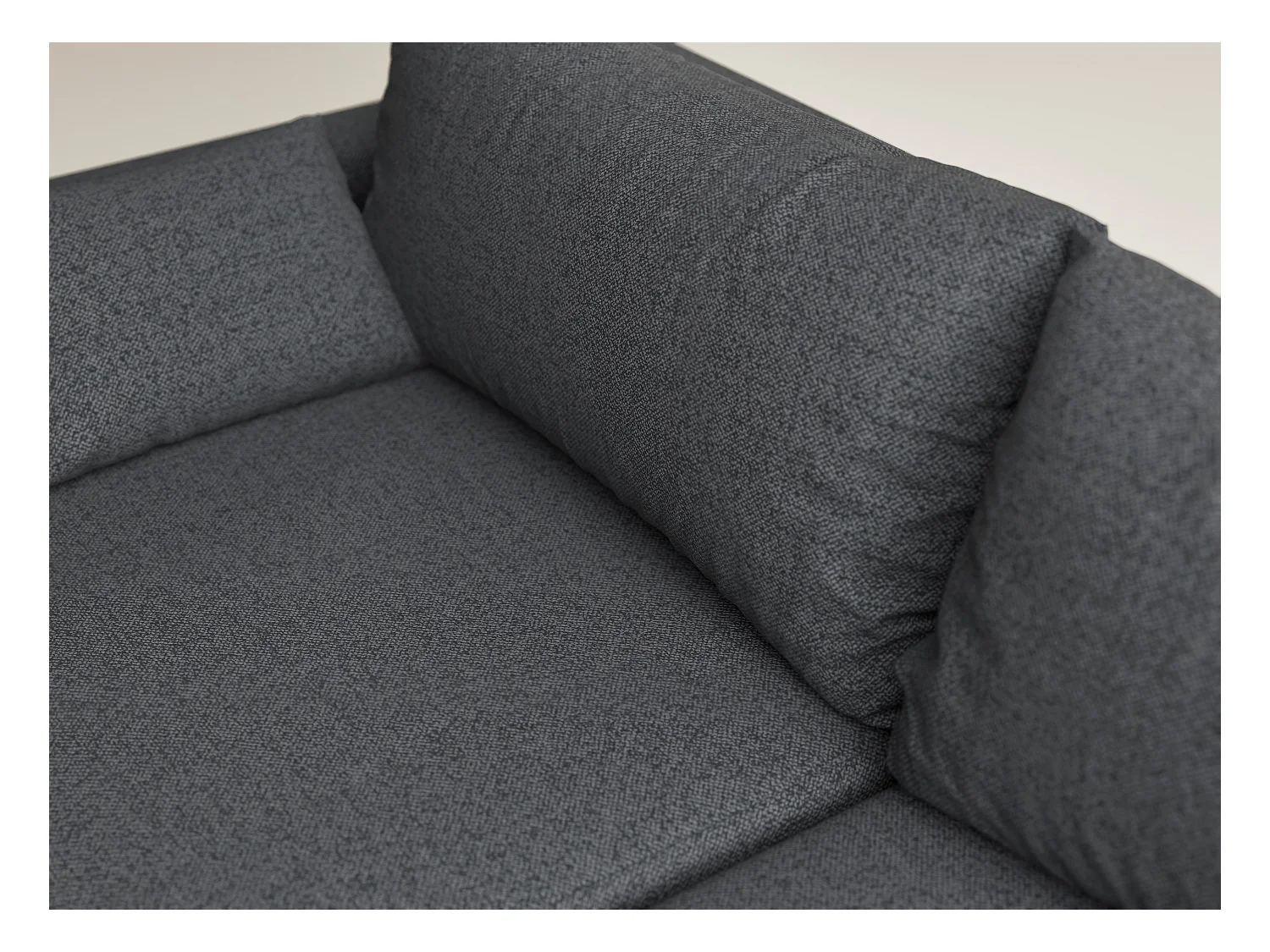 Canapé d'angle droit avec fonction lit en tissu tressé graphite LEON