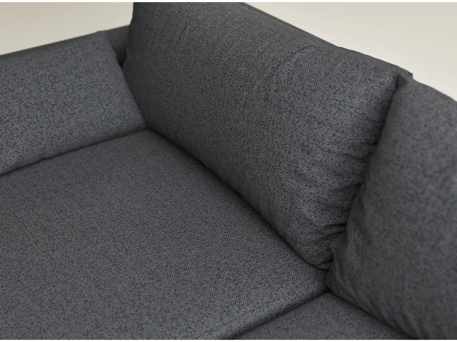 Canapé d'angle droit avec fonction lit en tissu tressé graphite LEON