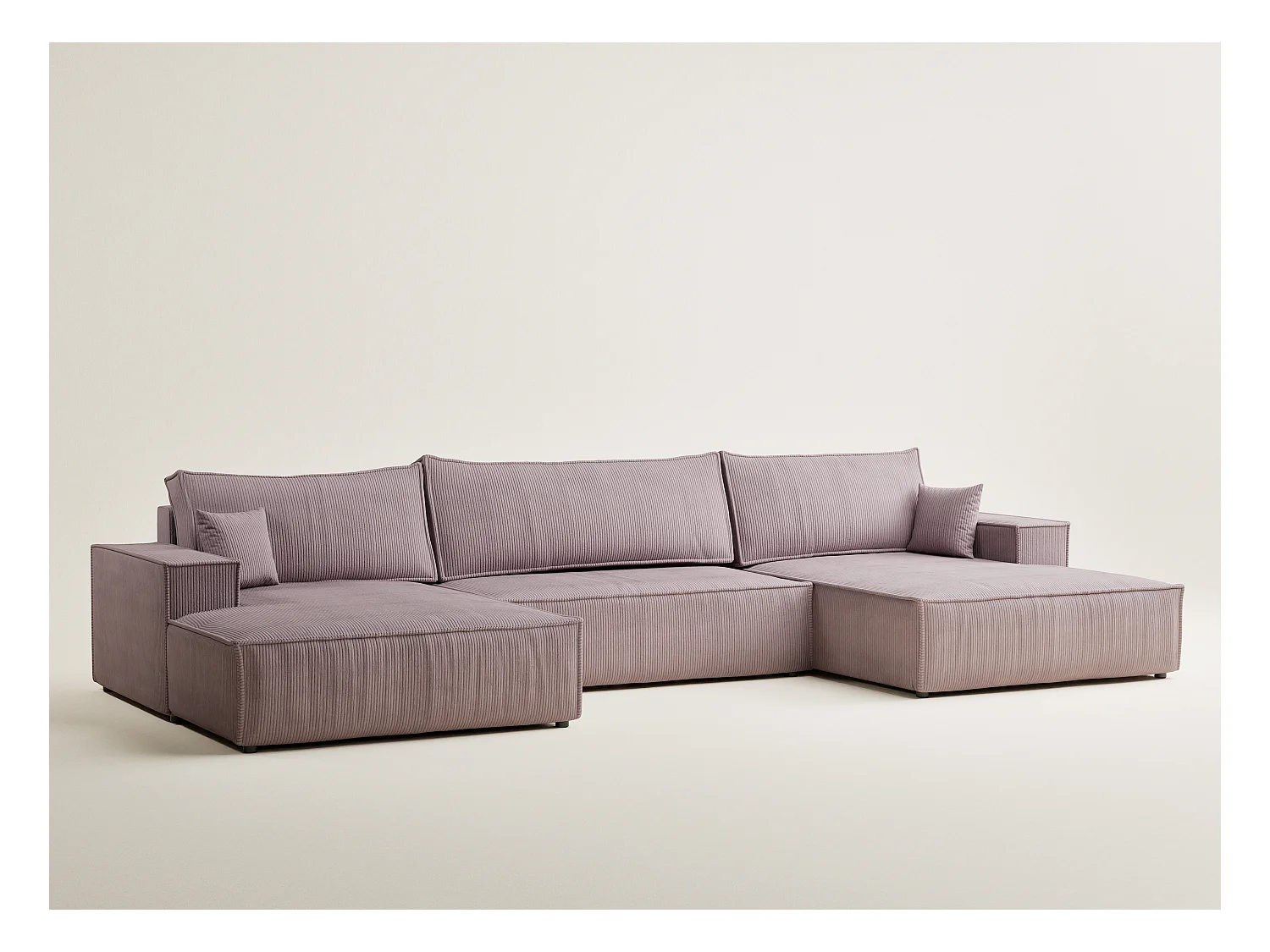 Canapé d'angle panoramique avec fonction lit en velours violet KYOTO