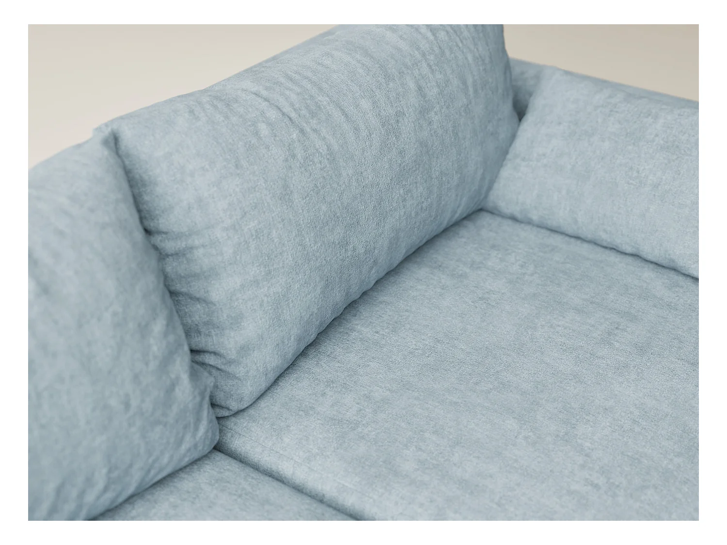 Canapé d'angle gauche avec fonction lit en tissu chenille bleu clair LEON