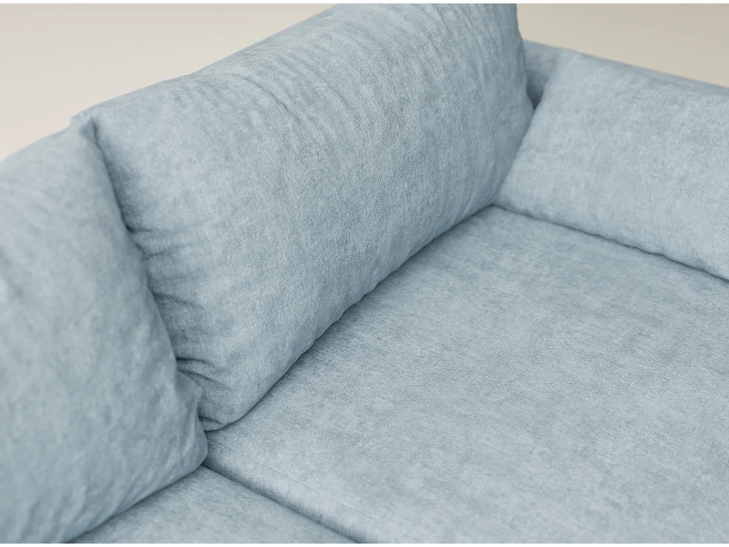 Canapé d'angle gauche avec fonction lit en tissu chenille bleu clair LEON