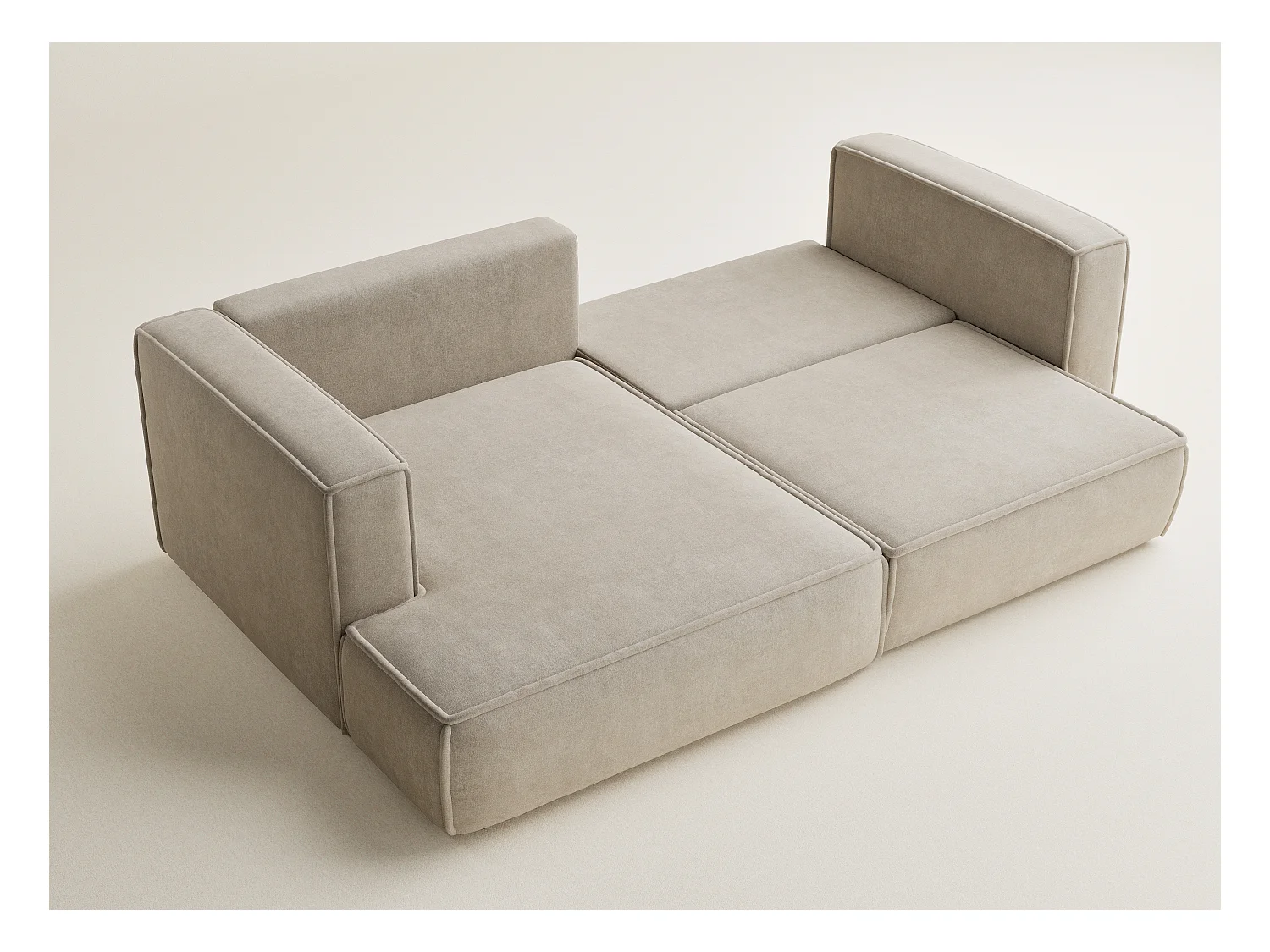 Canapé d'angle gauche avec fonction lit en tissu chenille beige VELTO