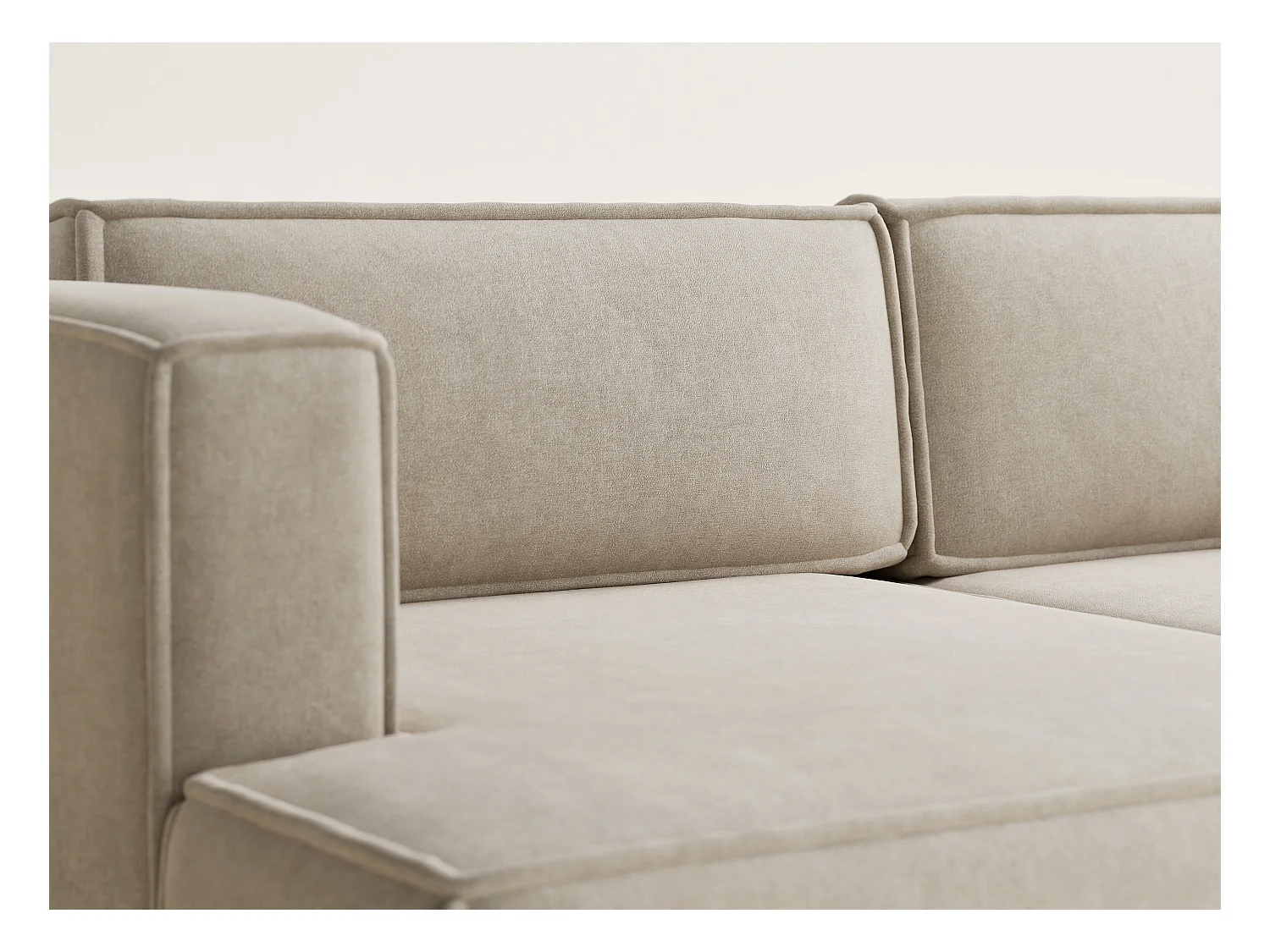 Canapé d'angle gauche avec fonction lit en tissu chenille beige VELTO