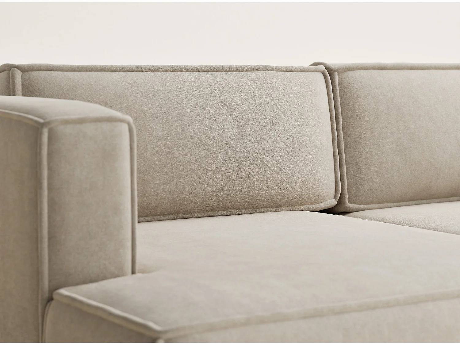 Canapé d'angle gauche avec fonction lit en tissu chenille beige VELTO