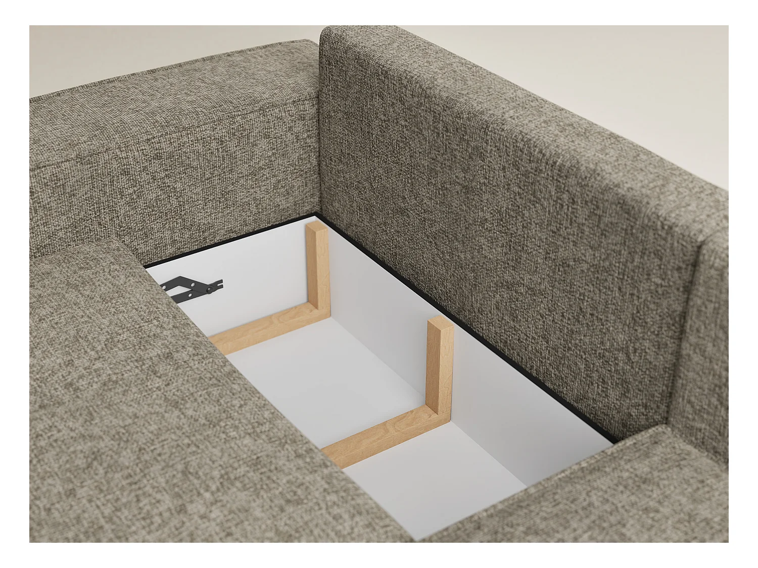 Canapé d'angle droit avec fonction lit en tissu chenille taupe TONGA