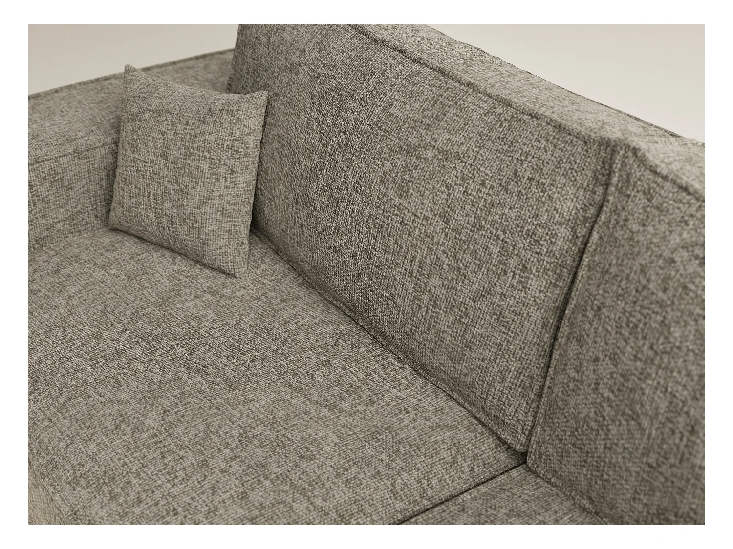 Canapé d'angle droit avec fonction lit en tissu chenille taupe TONGA