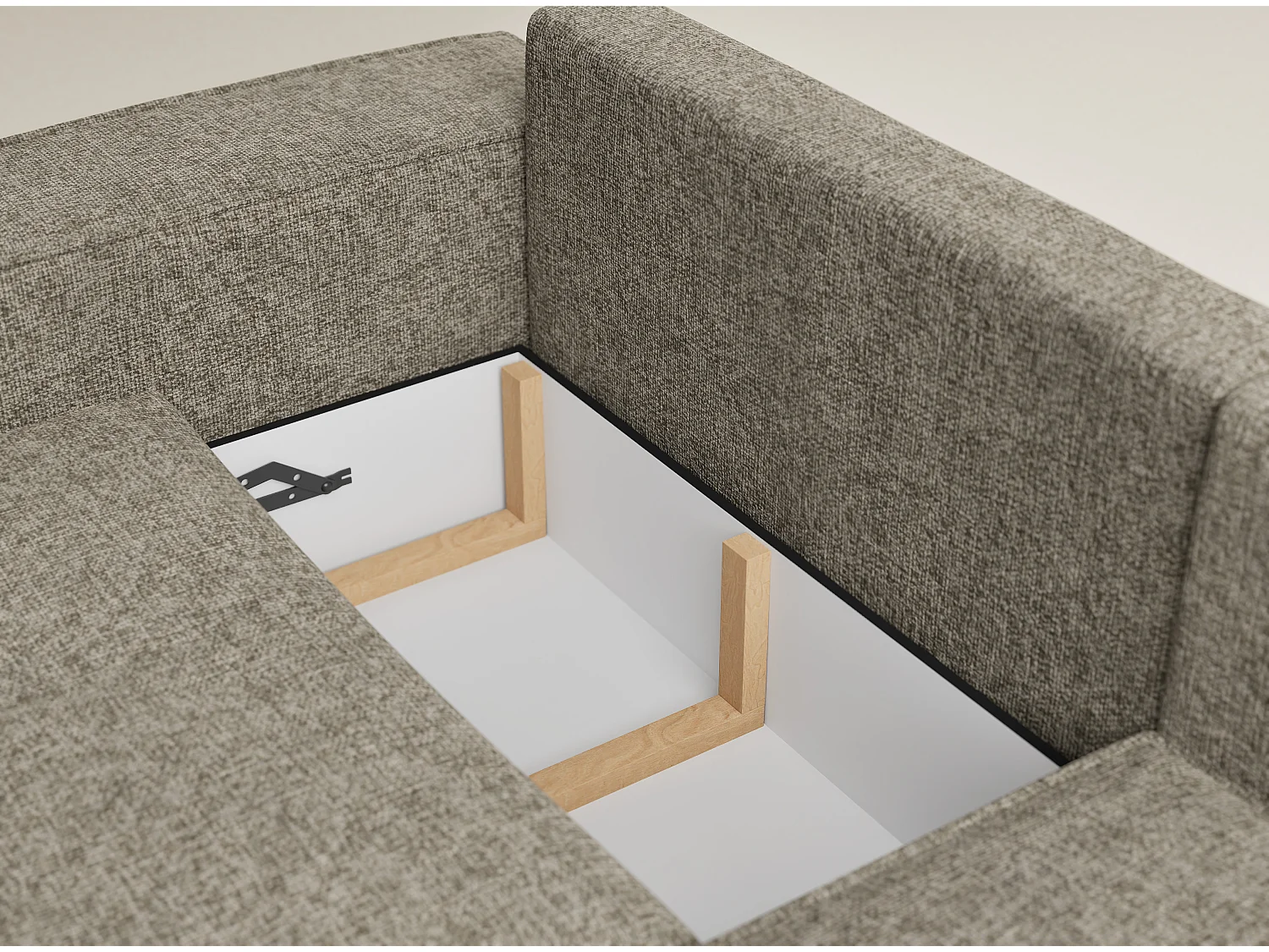 Canapé d'angle droit avec fonction lit en tissu chenille brun TONGA