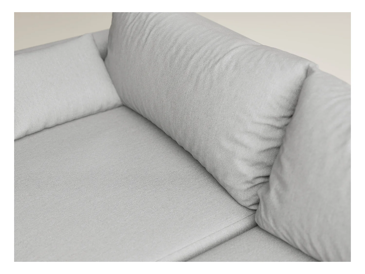 Canapé d'angle droit avec fonction lit en tissu tressé beige gris LEON