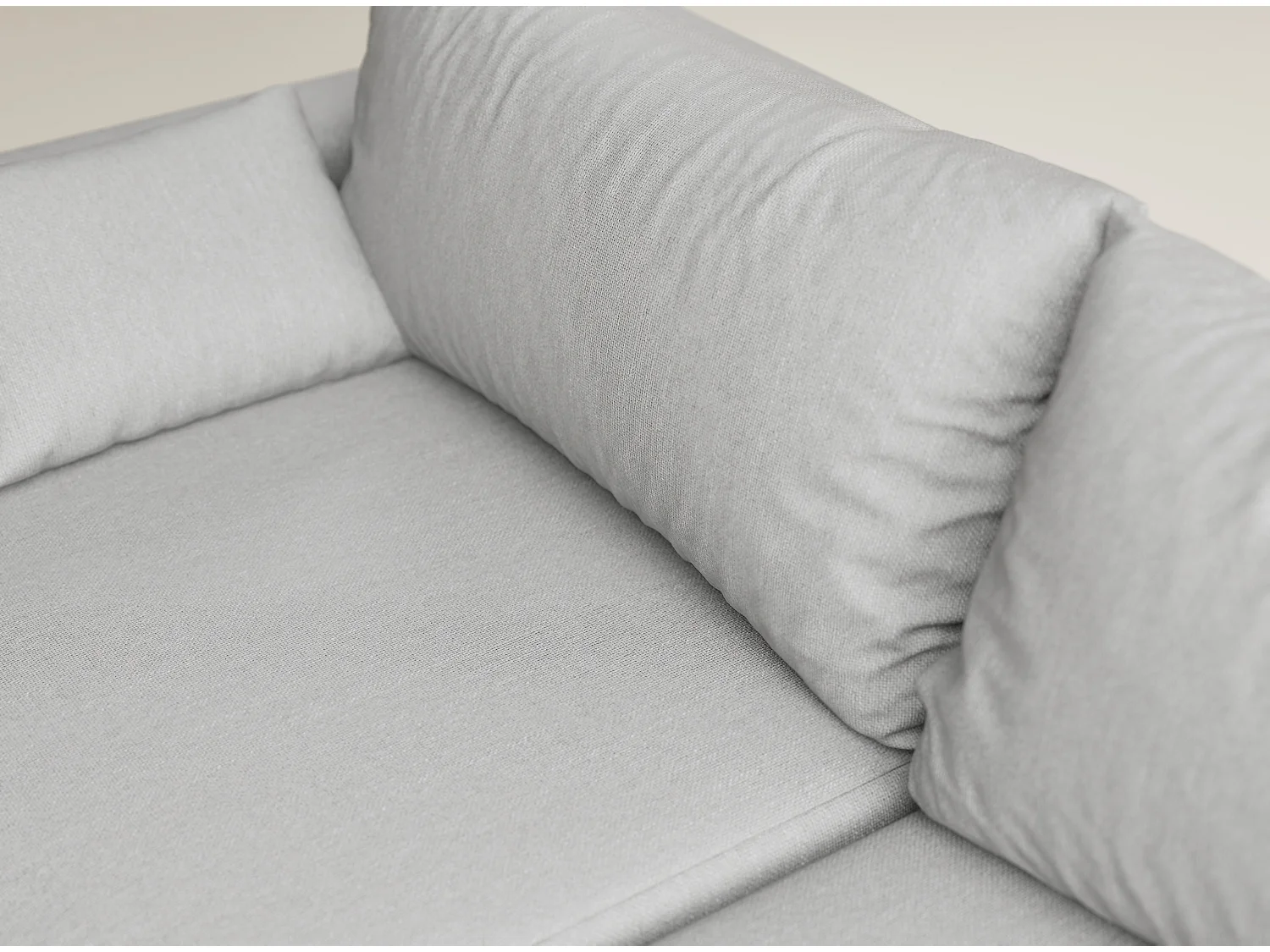 Canapé d'angle droit avec fonction lit en tissu tressé beige gris LEON