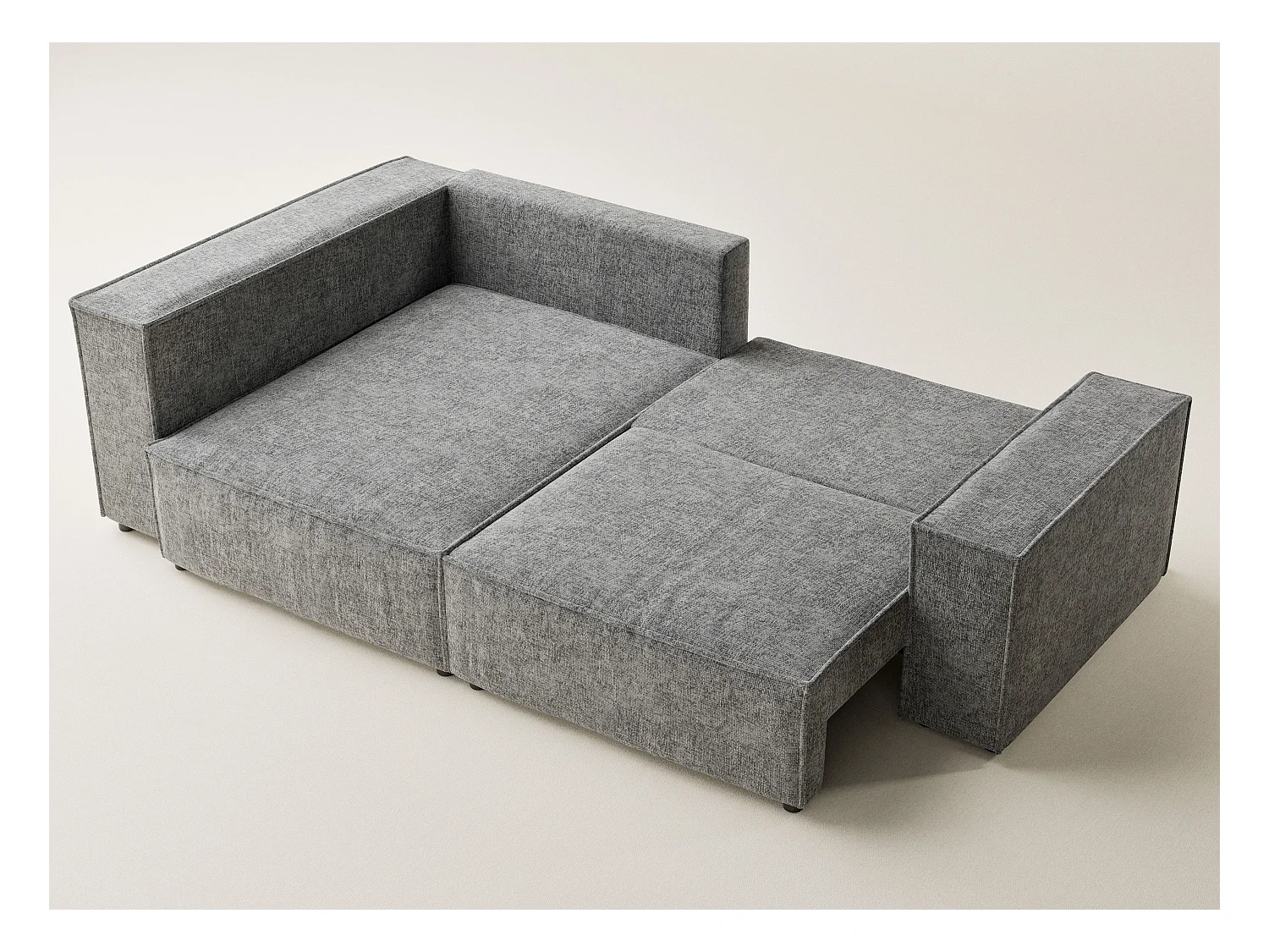 Canapé d'angle gauche avec fonction lit en tissu chenille gris TONGA