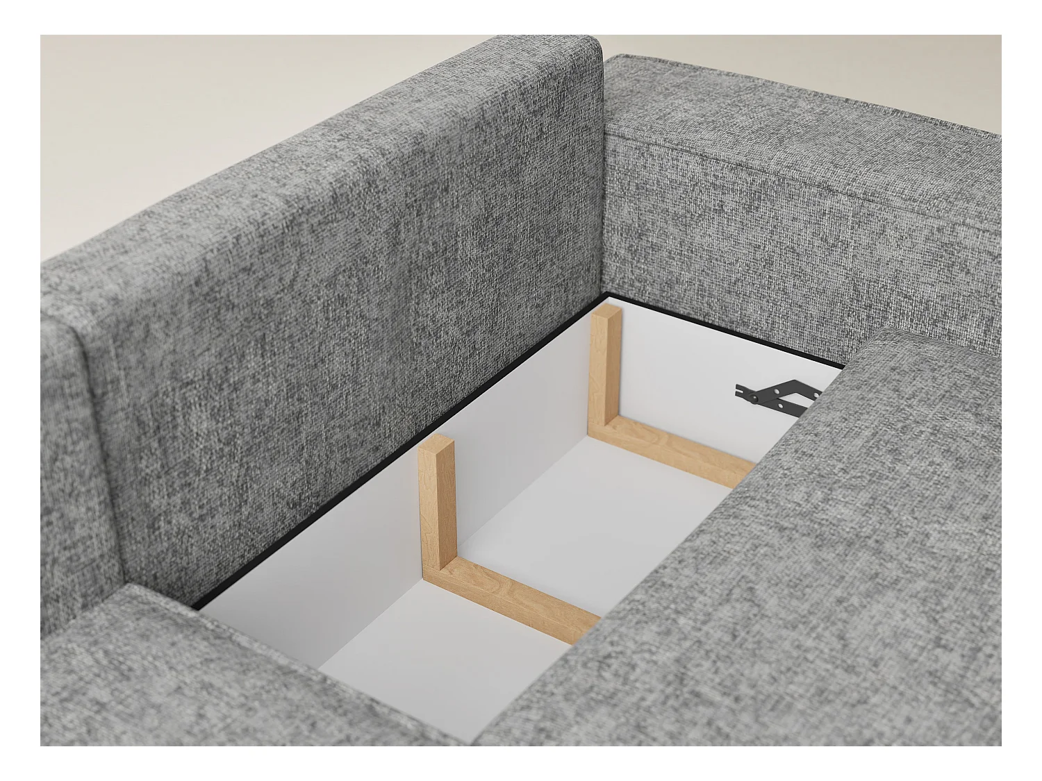 Canapé d'angle gauche avec fonction lit en tissu chenille gris TONGA