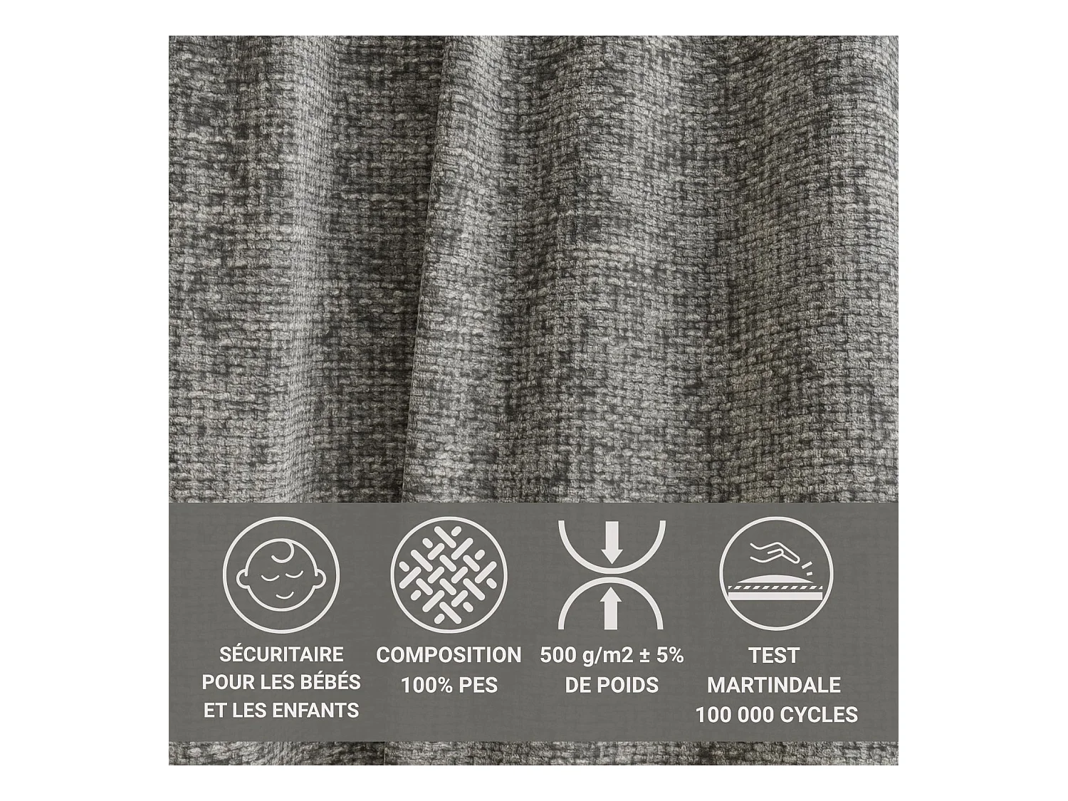 Canapé d'angle gauche avec fonction lit en tissu chenille gris TONGA