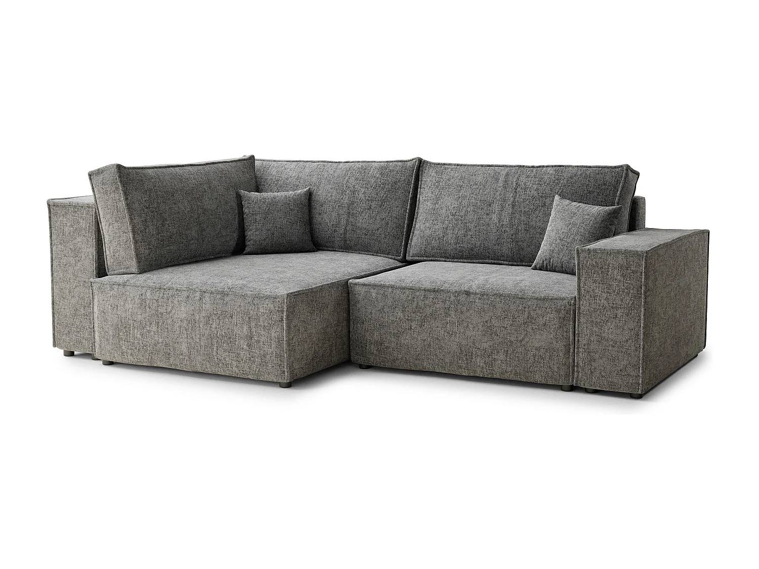 Canapé d'angle gauche avec fonction lit en tissu chenille gris TONGA