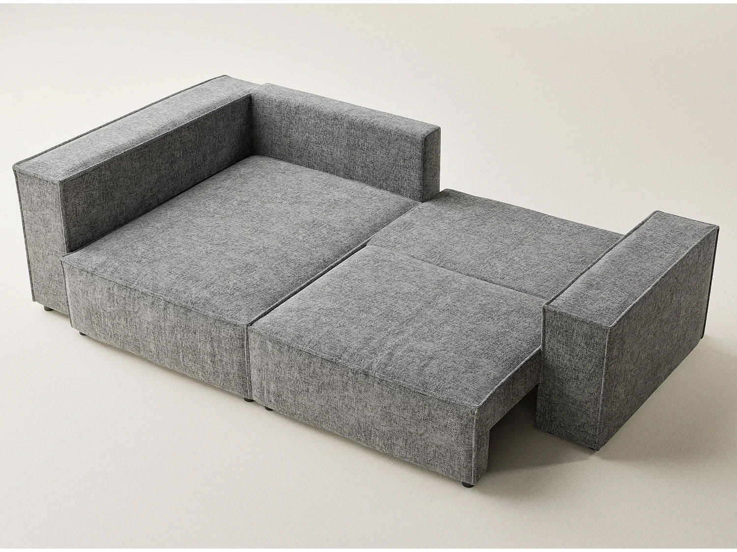 Canapé d'angle gauche avec fonction lit en tissu chenille gris TONGA