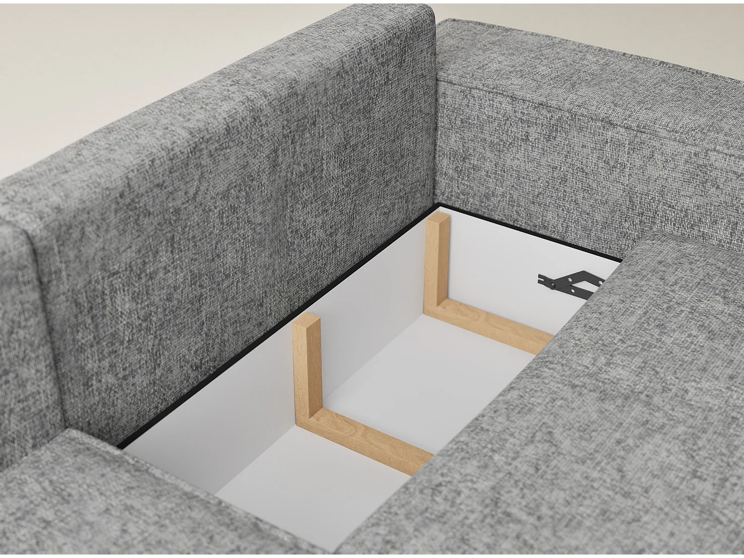 Canapé d'angle gauche avec fonction lit en tissu chenille gris TONGA