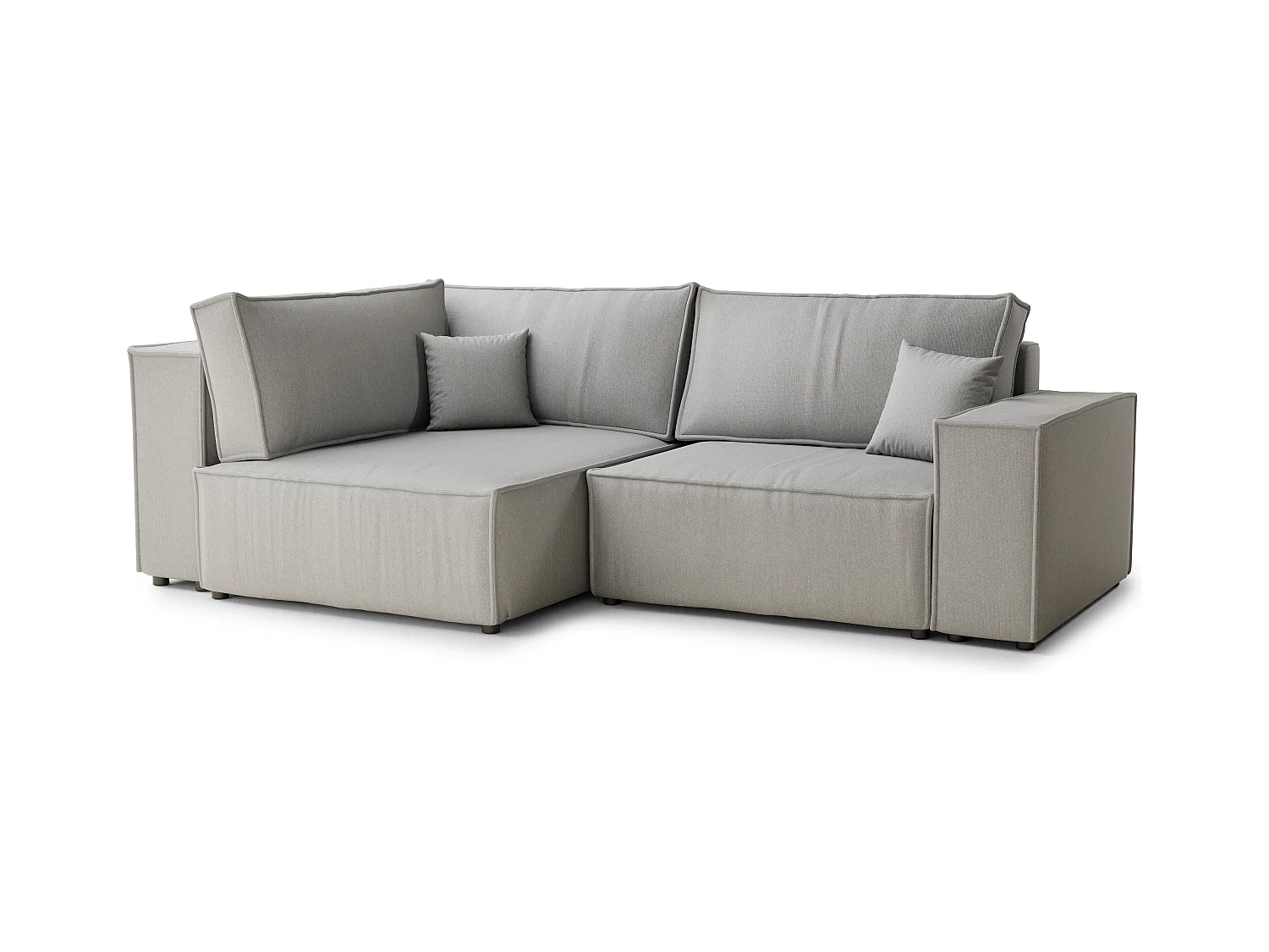 Canapé d'angle gauche avec fonction lit en tissu tressé beige gris TONGA