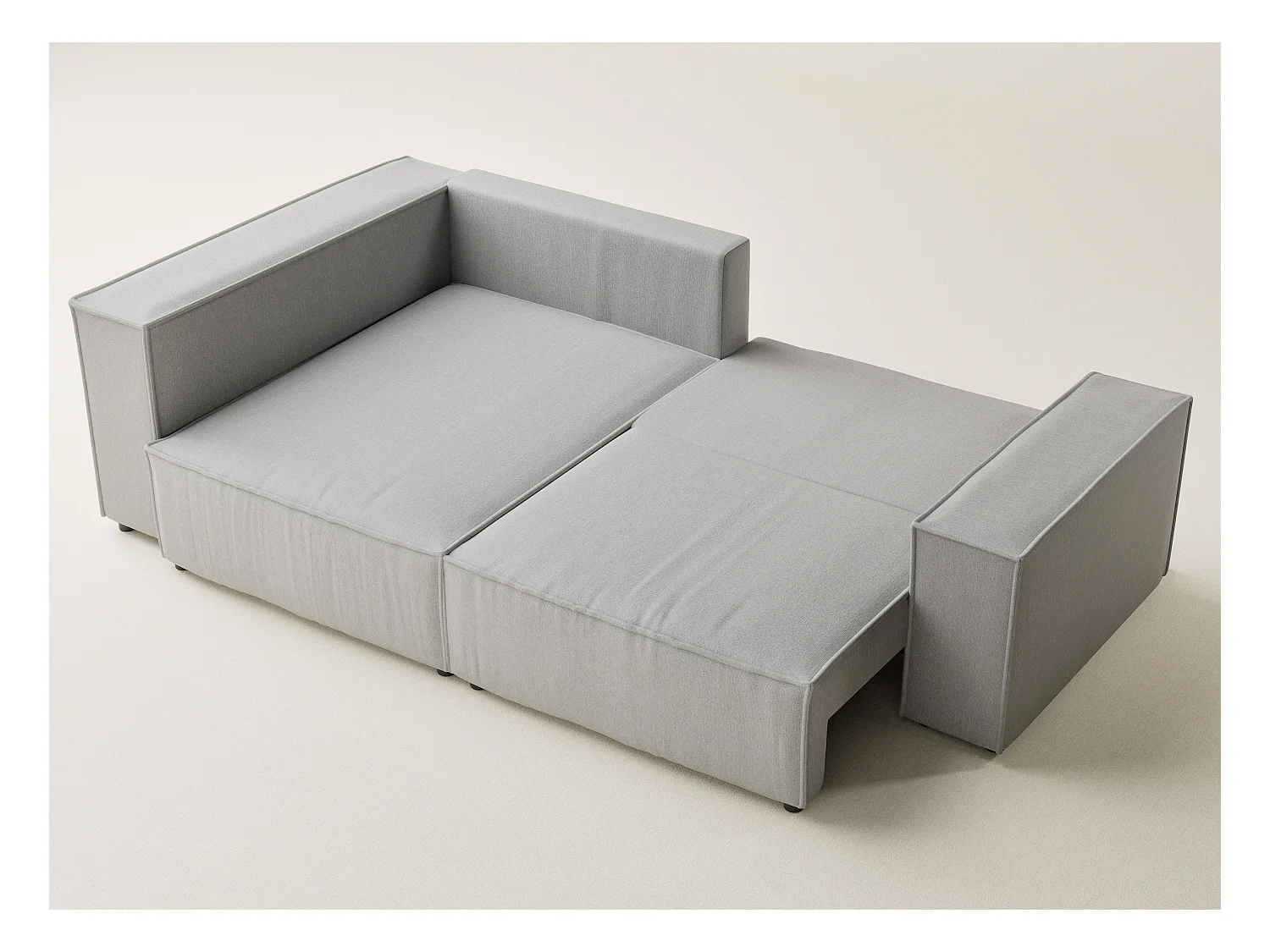 Canapé d'angle gauche avec fonction lit en tissu tressé beige gris TONGA