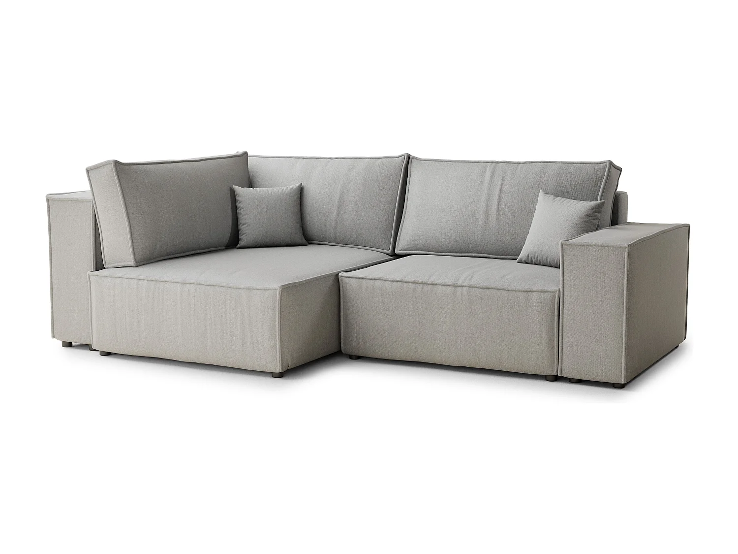 Canapé d'angle gauche avec fonction lit en tissu tressé beige gris TONGA