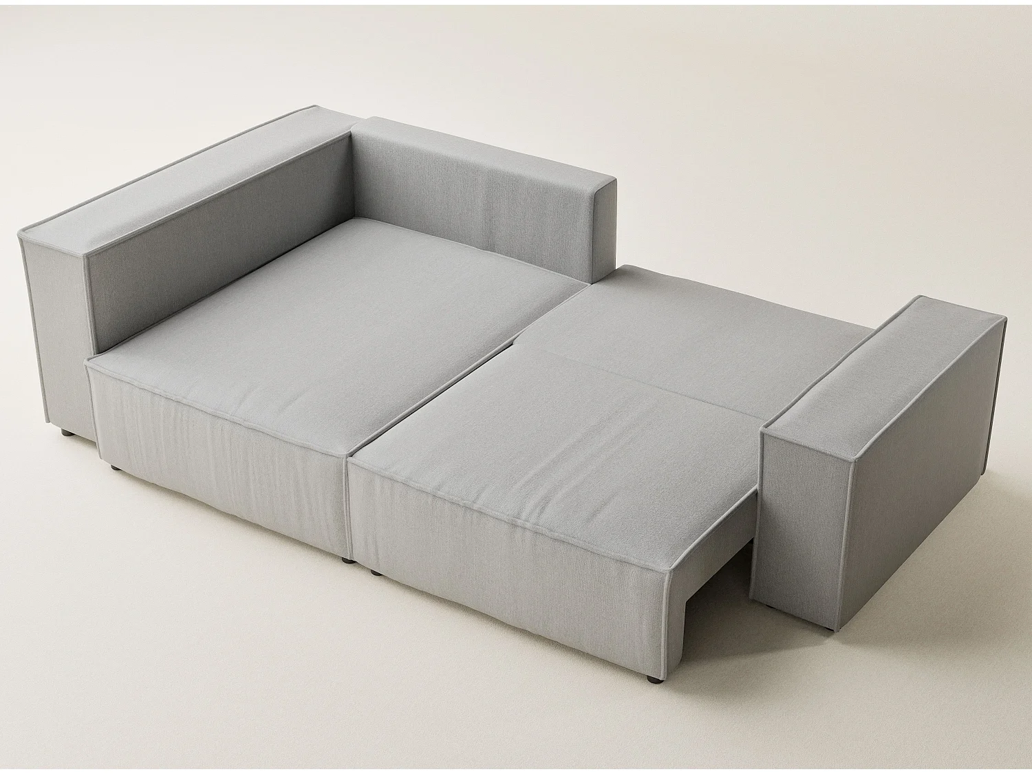 Canapé d'angle gauche avec fonction lit en tissu tressé beige gris TONGA