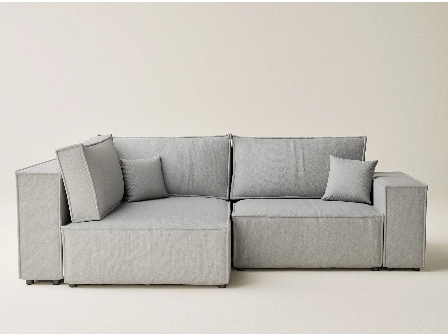 Canapé d'angle gauche avec fonction lit en tissu tressé beige gris TONGA