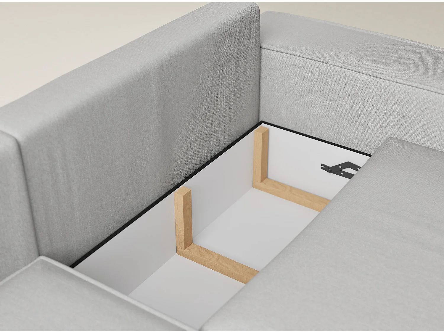 Canapé d'angle gauche avec fonction lit en tissu tressé beige gris TONGA