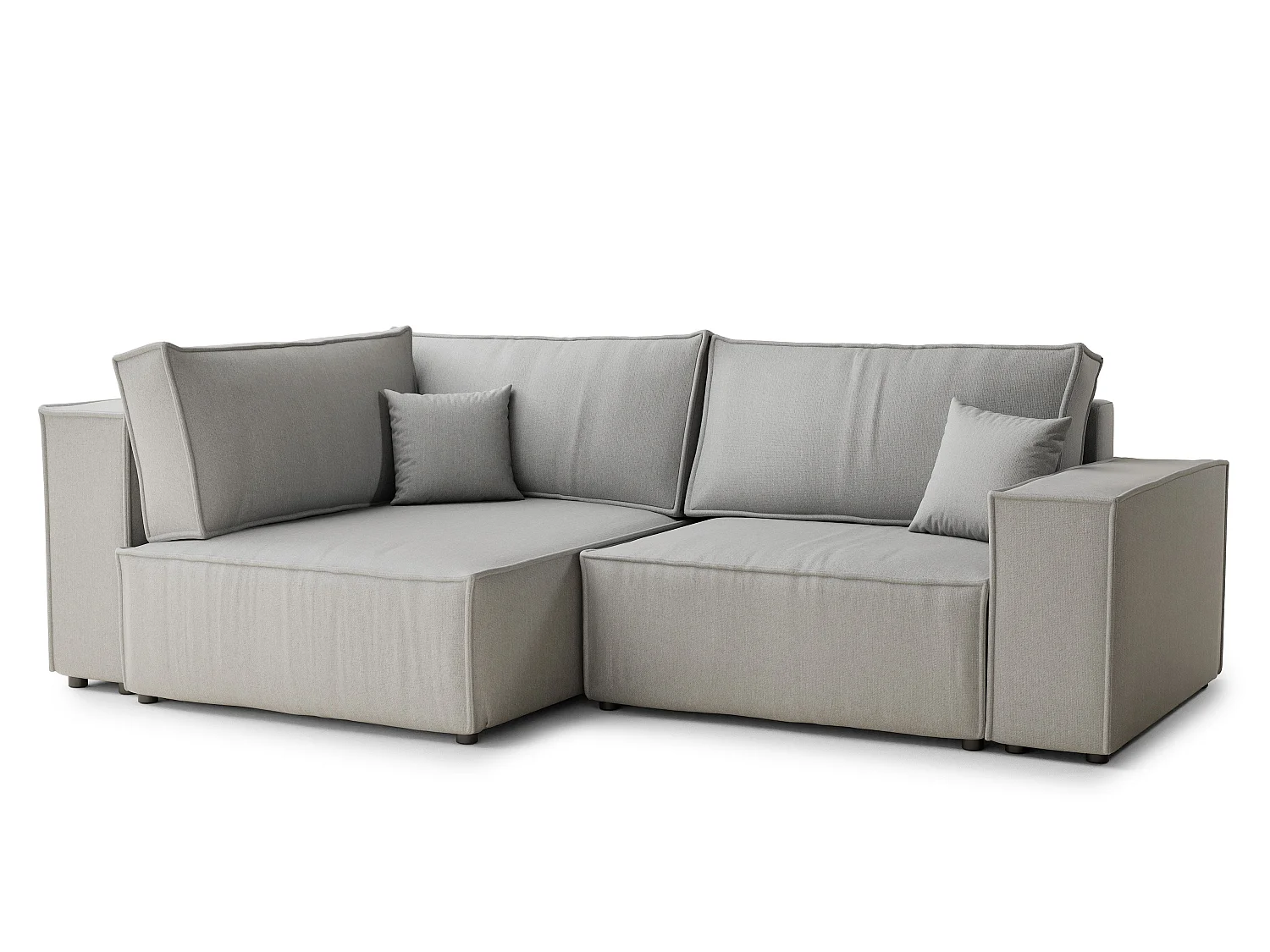 Canapé d'angle gauche avec fonction lit en tissu tressé beige gris TONGA