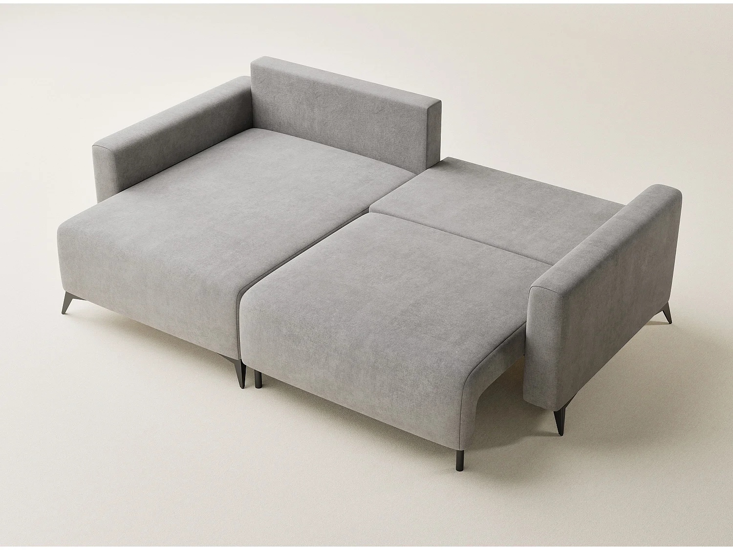 Canapé d'angle gauche avec fonction lit en tissu chenille beige gris LEON