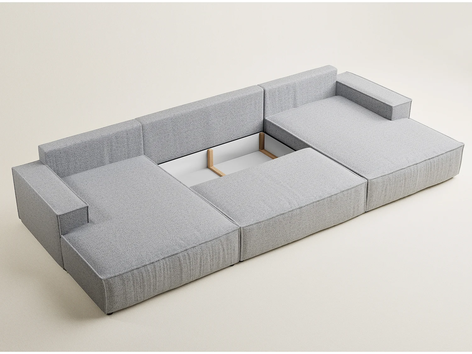 Panorama-Ecksofa mit Schlaffunktion - aus Webstoff - grau  - KYOTO
