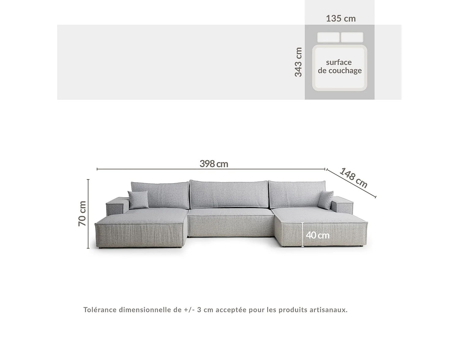 Panorama-Ecksofa mit Schlaffunktion - aus Webstoff - grau  - KYOTO