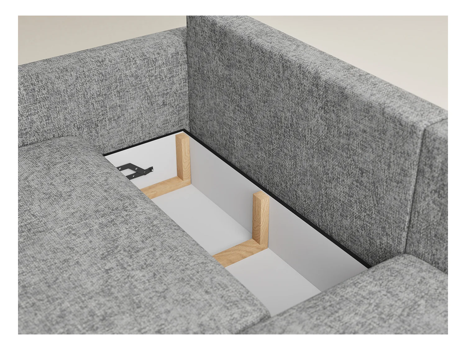 Canapé d'angle droit avec fonction lit en tissu chenille gris LEON