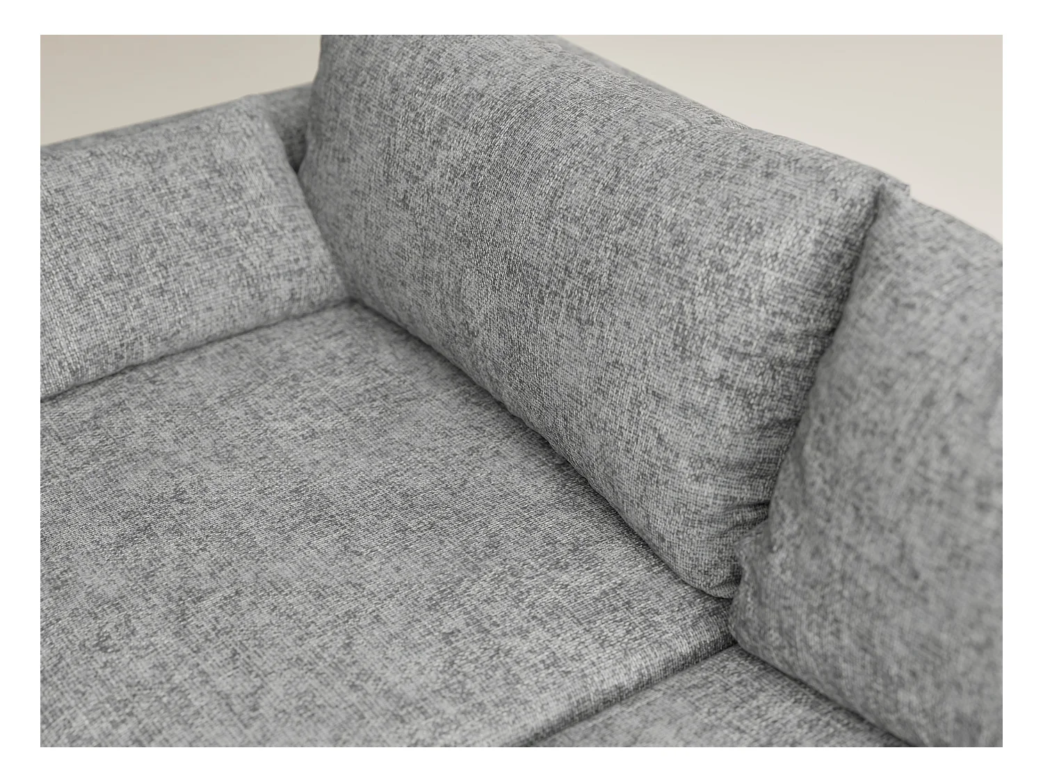 Canapé d'angle droit avec fonction lit en tissu chenille gris LEON