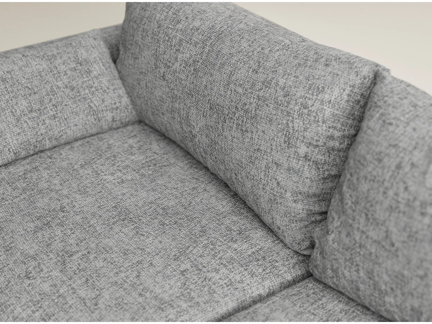 Canapé d'angle droit avec fonction lit en tissu chenille gris LEON