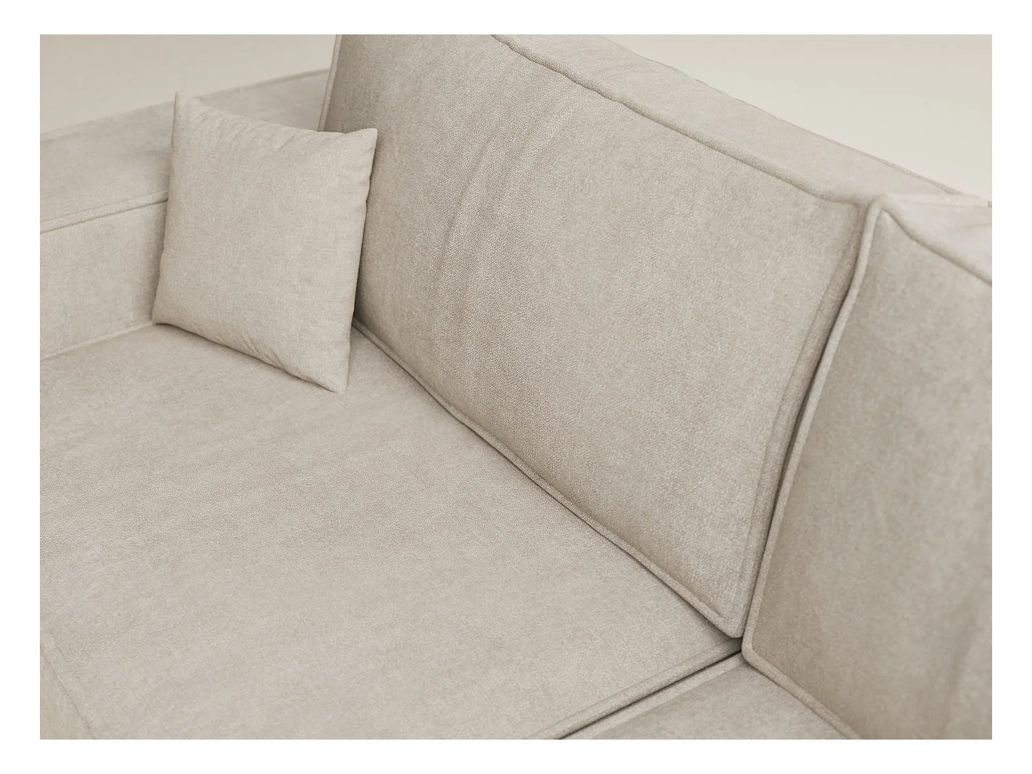 Canapé d'angle droit avec fonction lit en tissu chenille beige TONGA